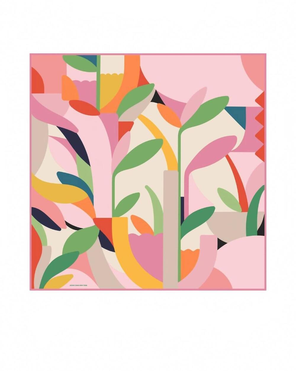 NEW JESSIE ZHAO spring garden harmony double sided silk scarf in multi